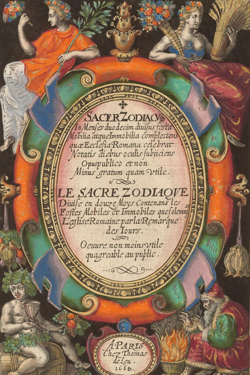 Sacred Zodiac Colored Boards Title Page, 1610