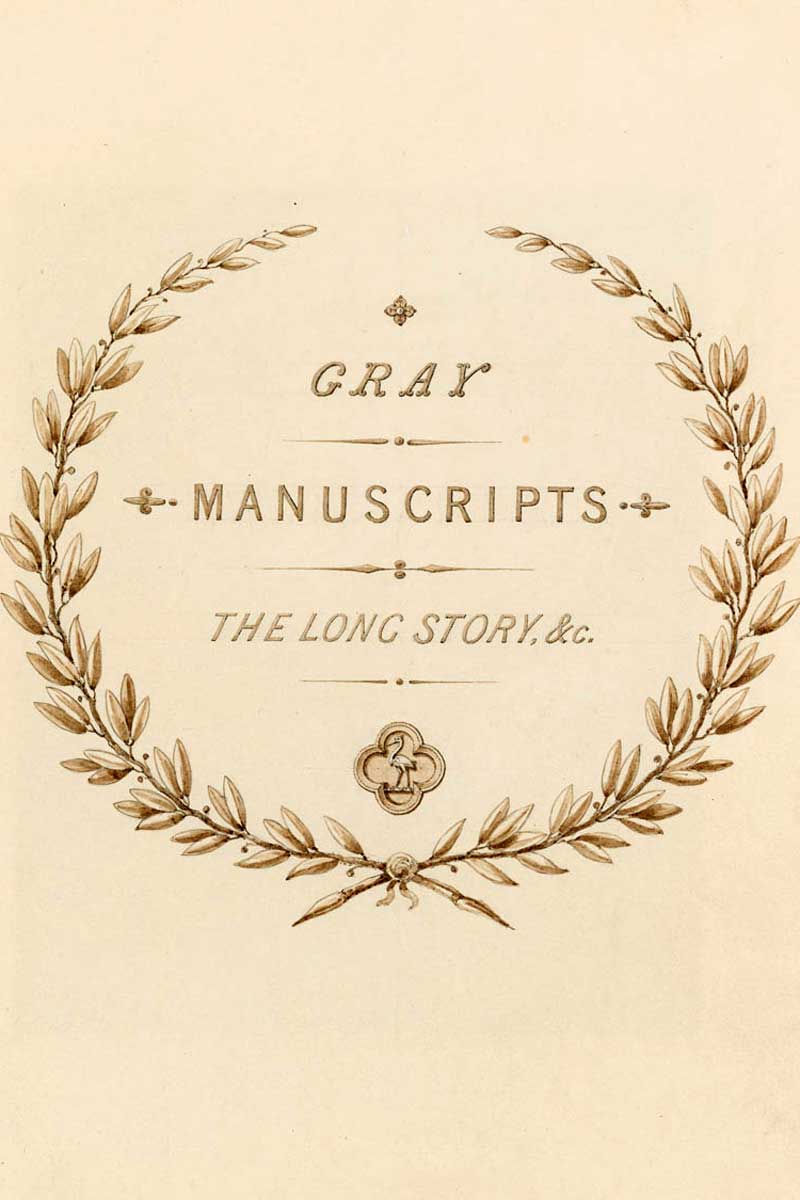 title page of the Gray Manuscripts with laurel wreath engraving