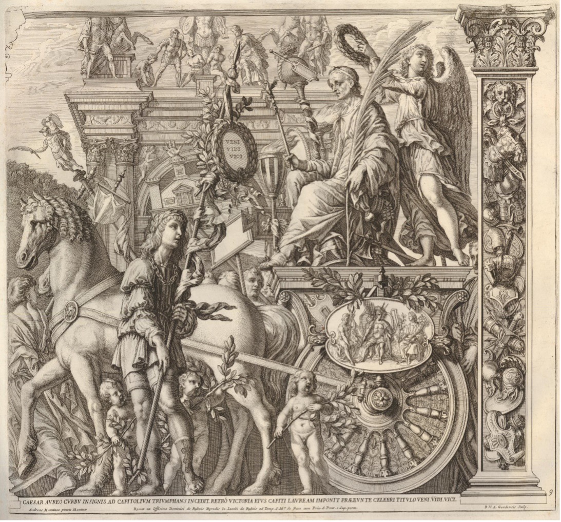 The selected region appears to show an engraving from the series The Triumphs of Caesar, specifically reproducing the compositions of Renaissance painter Andrea Mantegna.